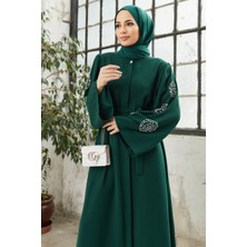 Vavinor Liva Kolları Taşlı Abaya - Zümrüt