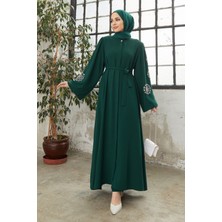 Vavinor Liva Kolları Taşlı Abaya - Zümrüt