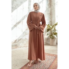 Vavinor Lena Işleme Detaylı Abaya - Camel