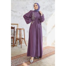 Vavinor Lora Taşlı Abaya - Leylak