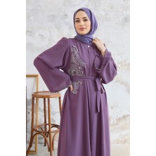 Vavinor Lora Taşlı Abaya - Leylak