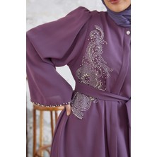 Vavinor Lora Taşlı Abaya - Leylak