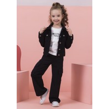 Dmb Siyah Yandan Cepli Gabardin Pantolon Kız Çocuk 4-5 Yaş Günlük Kullanım İçin Rahat Model