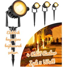 Full Reyon 4 Adet Elektrikle Çalışır, 5 Watt Amber Işık Kazıklı Bahçe Armatürü, Çim Çiçek Ağaç Aydınlatma Aplik
