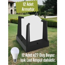 Full Reyon 12 Adet Beyaz Işık Ampul Dahil E27 Duy Bahçe Duvar Armatürü, Modern Tasarım Dekoratif Set Üstü Aplik