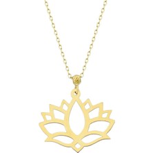 İryum 14 Ayar Altın Lotus Çiçeği Kolye