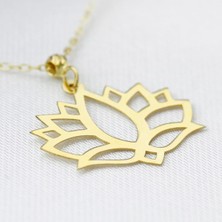 İryum 14 Ayar Altın Lotus Çiçeği Kolye
