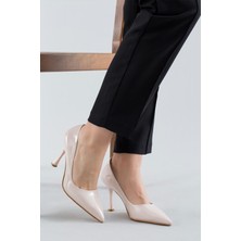 Stilbagshoes Lilia Stiletto Kadın Topuklu Ayakkabı Rugan Bej