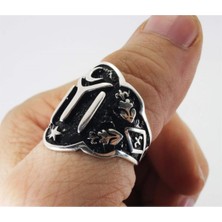 Vogutima Gümüş Erkek Yüzük Allah Muhammed Yazılı Özel Mod