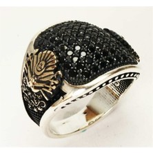 Vogutima Gümüş Erkek Yüzük Zirkon Taşlı Osmanlı Armalı