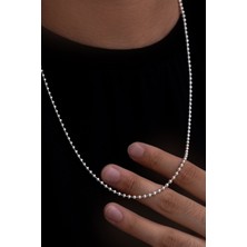 Vogutima - 3mm Top Zincir Model 925 Ayar Gümüş Erkek Kolye Zincir 24007980414