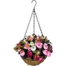 Nettenevime Yapay Çiçek Sarkaç Askılı Makreme Sepette Erengül Fuşya Pembe Çiçek Sepeti