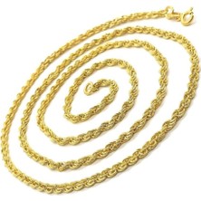 Vogutima Altın Kaplama Burma Halat Bayan Gümüş Zincir Kolye 55CM