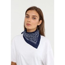 Herşey Nota Etnik Desen Fular %100 Pamuklu Unisex Lacivert