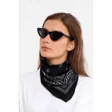 Herşey Nota Etnik Desen Fular %100 Pamuklu Unisex Siyah