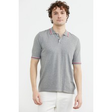 Sementa Polo Yaka Kısa Kol Pamuk Triko T-Shirt - Gri