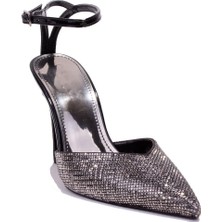 Dagoster DZA07-1240870BB Siyah Rugan Taşlı Abiye Topuklu Kadın Ayakkabı