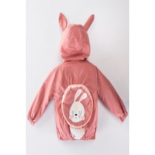 Podium Giyim Yeni Sezon Sevimli Tavşan Sırt Çantalı Pamuk Astarlı Kulaklı Kapüşonlu Çocuk&bebek Yağmurluk Mont