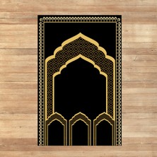 Viyana Home Dijital Baskılı Yıkanabilir Hediyelik Namazlık Seccade Halı, V-Seccade-02-Siyah,
