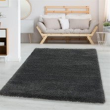 Carpettex Yumuşak Süpersoft Yüksek Tüylü 30 mm Hav Yüksekliğinde Düz Koyu Gri Renkli Shaggy Halı