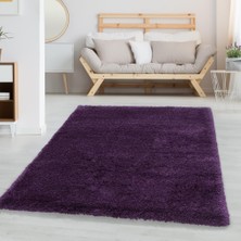 Carpettex Yumuşak Süpersoft Yüksek Tüylü 30 mm Hav Yüksekliğinde Düz Mor Lila Renkli Shaggy Halı