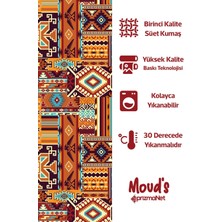 Moud's Etnik Kilim Desenli Süet Dertsiz Masa Örtüsü