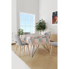 Moud's Renkli Çizgili Kare Desenli Süet Dertsiz Masa Örtüsü