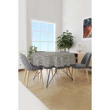 Moud's Alley 2 Desenli Yuvarlak Süet Dertsiz Masa Örtüsü