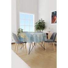 Moud's Altın Mermer Desenli Yuvarlak Süet Dertsiz Masa Örtüsü