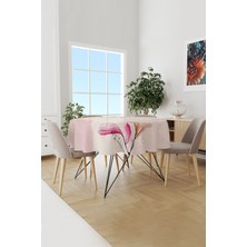 Moud's Çiçek Sanatı Desenli Yuvarlak Süet Dertsiz Masa Örtüsü