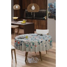 Moud's Ramazan Renkli Islamik Desenli Süet Kumaş Dertsiz Yuvarlak Masa Örtüsü Ramadan