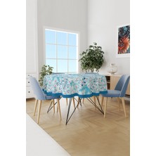 Moud's Kış Dalları Desenli Yuvarlak Süet Dertsiz Masa Örtüsü