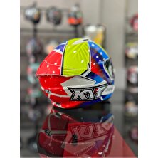 KYT Nf-R Kask Xavı Fores 2021 Blu-Red-Yellow Şeffaf Vizörlü