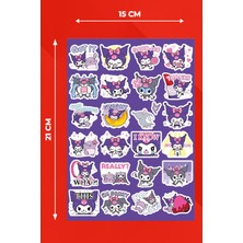 Anime Marketi Kuromi Sanrio Temalı Sticker Seti Ajanda Laptop Telefon Sticker Seti 25 Adet