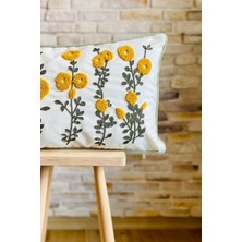 Swita Home Punch Işlemeli Tekli Dekoratif Papatya Desen Kırlent Kılıfı (Panç)