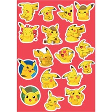 Anime Marketi Pokemon Pikachu 2 Temalı Sticker Seti Ajanda Laptop Telefon Sticker Seti 17 Adet