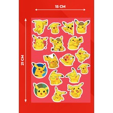 Anime Marketi Pokemon Pikachu 2 Temalı Sticker Seti Ajanda Laptop Telefon Sticker Seti 17 Adet