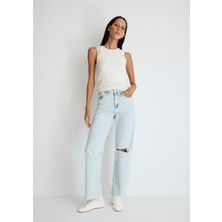 Mavi Barcelona Kolej Kadın Buz Mavi Jean Pantolon Normal Kesim 4 Cep ile Rahat Kullanım 101047-87056