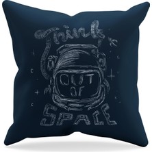 Moud's Çift Tarafı Baskılı Uzayı Düşünmek Desenli Süet Kırlent Kılıfı - PL778