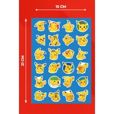 Anime Marketi Pokemon Pikachu 1 Temalı Sticker Seti Ajanda Laptop Telefon Sticker Seti 24 Adet