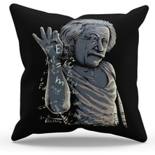 Moud's Çift Tarafı Baskılı Einstein Desenli Süet Kırlent Kılıfı - PL771