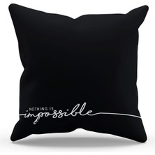 Moud's Çift Tarafı Baskılı Line Text - 1 Desenli Süet Kırlent Kılıfı