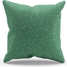 Moud's Çift Tarafı Baskılı Yeşil Ağaç Dalları Yazı Desenli Süet Kırlent Kılıfı - PL1115