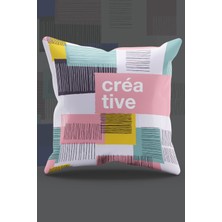 Moud's Çift Tarafı Baskılı Kreatif Yazı Desenli Süet Kırlent Kılıfı - PL928