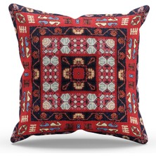 Moud's Çift Tarafı Baskılı Türkiye Kilim-4 Desenli Süet Kırlent Kılıfı