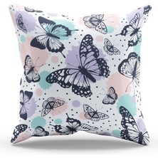 Moud's Çift Tarafı Baskılı Kelebek-2 Desenli Süet Kırlent Kılıfı