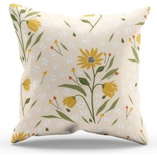 Moud's Çift Tarafı Baskılı Camomile-1 Desenli Süet Kırlent Kılıfı