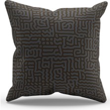 Moud's Çift Tarafı Baskılı Gri Labirent Desenli Süet Kırlent Kılıfı - PL920