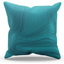 Moud's Çift Tarafı Baskılı Mavi Dalga Stili Desenli Süet Kırlent Kılıfı