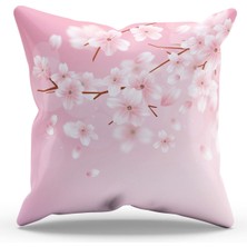 Moud's Çift Tarafı Baskılı Japon Baharı - 1 Desenli Süet Kırlent Kılıfı